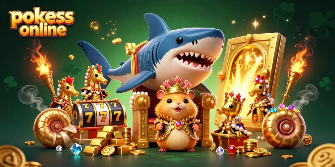 Experience pokies online with the golden hamster king and treasure-filled scene of slot games