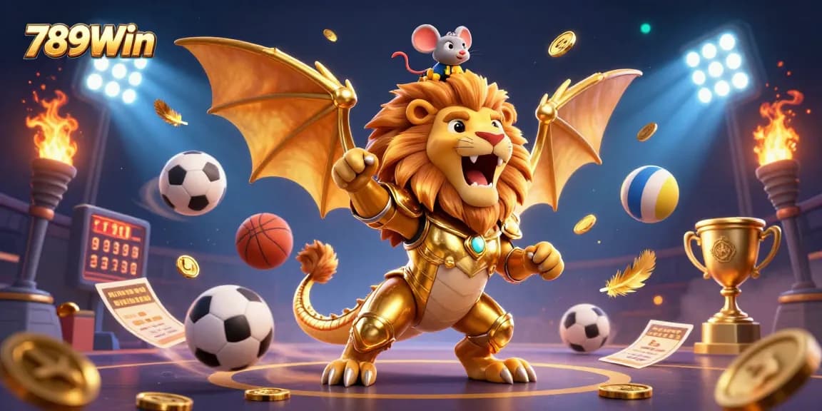 Engage in epic gaming experiences at 789Win with a triumphant chimera and vibrant game elements.