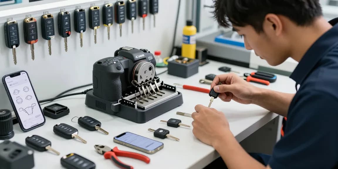 Experte für Autoschlüssel und Lösungen: Webseitenlink präsentiert präzise Schlüsselwerkzeuge und Schlüsselvariationen im professionellen Arbeitsumfeld.