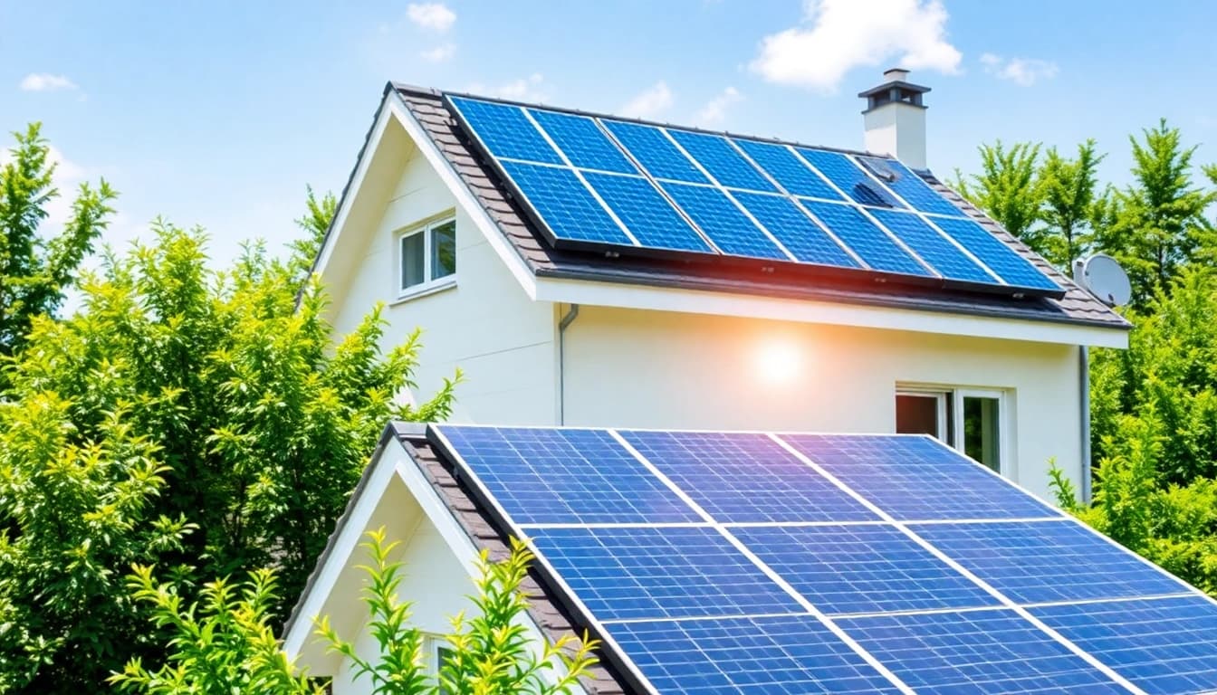 Explore the benefits of Photovoltaikanlage kaufen Kosten with a modern home showcasing solar panels.