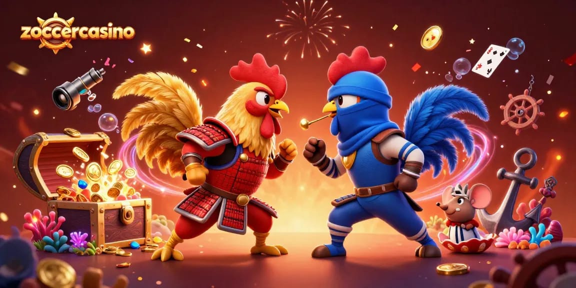 Experience exciting gameplay with zoccercasino featuring dynamic roosters and vibrant casino elements.