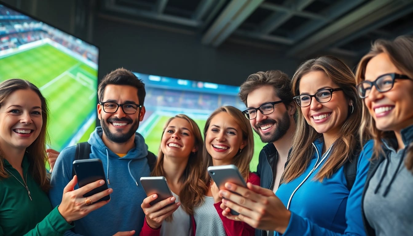 Erkunde die besten Wett Apps mit glücklichen Nutzern, die sportliche Ereignisse genießen.