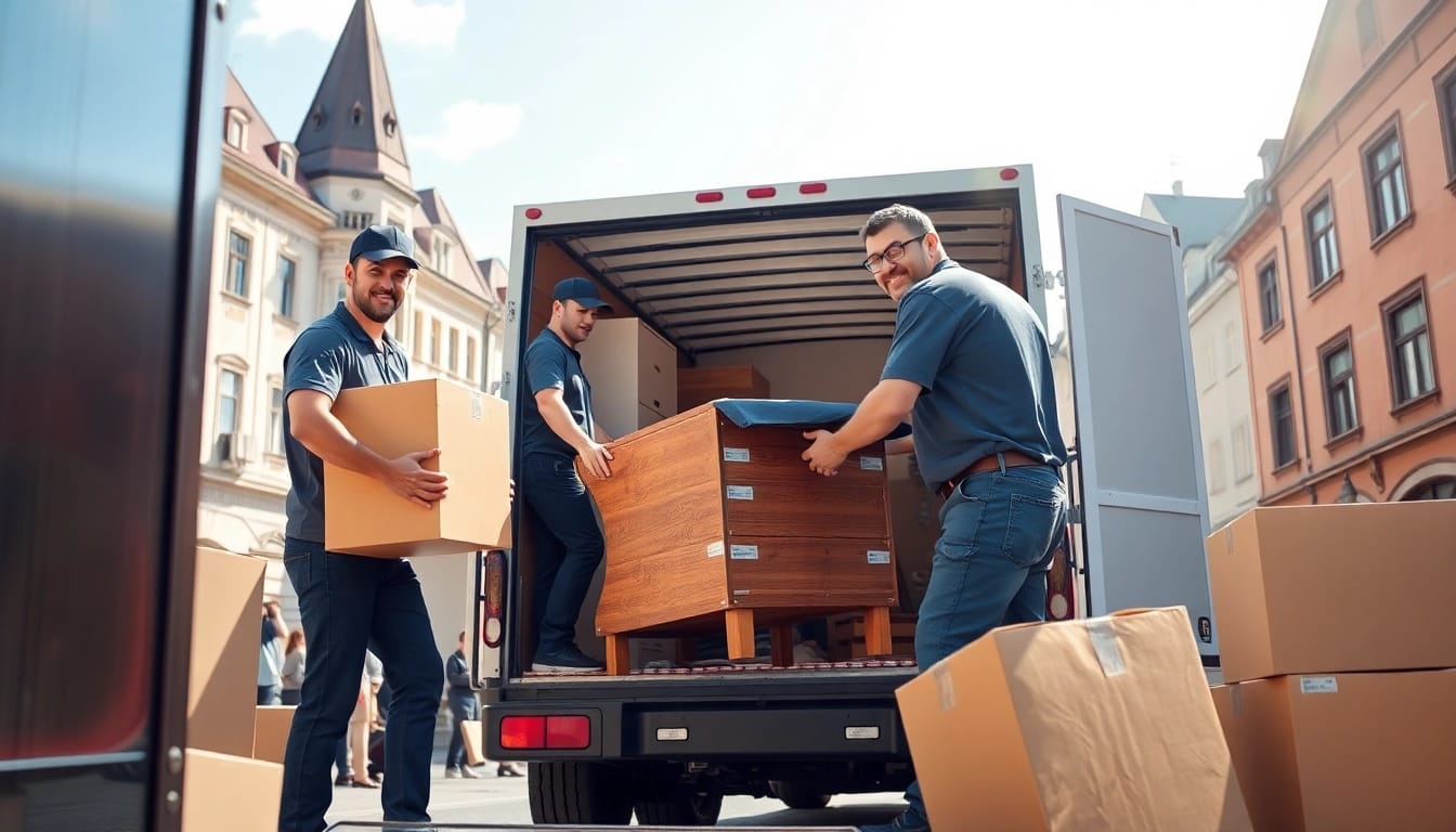 Umzugsunternehmen Worms - movers efficiently packing and loading items into a truck.