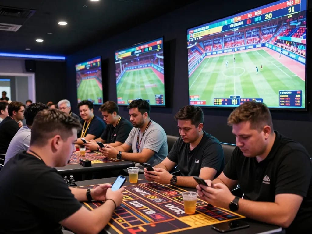 Get ready to place bets at MB66 in an exciting sports betting atmosphere with enthusiastic gamblers.