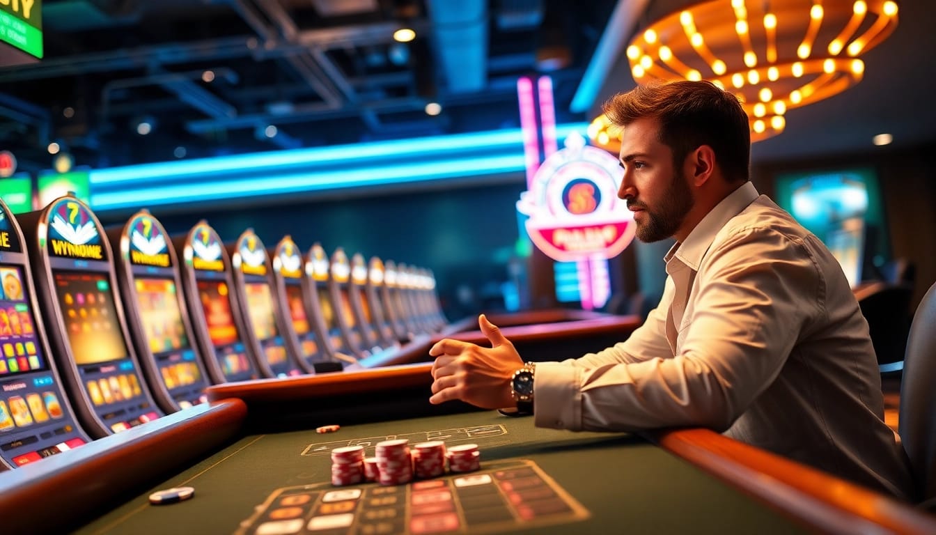 Spielen im Online Casino Österreich mit aufregenden Spielautomaten und lebhaftem Ambiente auf dem Tisch.