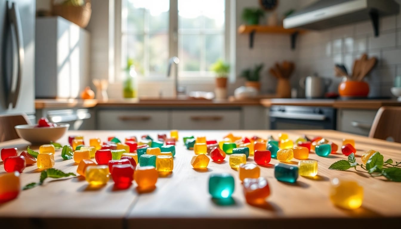 Delicious edibles gummibärchen displayed with fresh ingredients and vibrant colors, showcasing their allure and flavor.