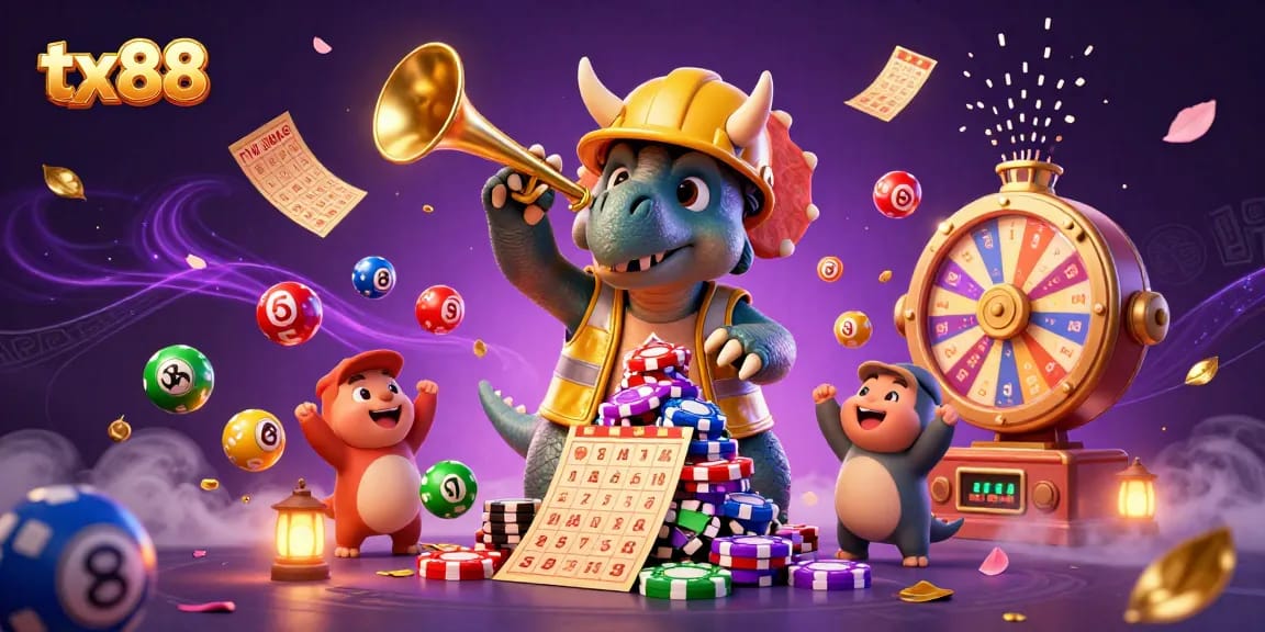 Engage with tx88's thrilling slot adventures in a vibrant 3D casino scene.