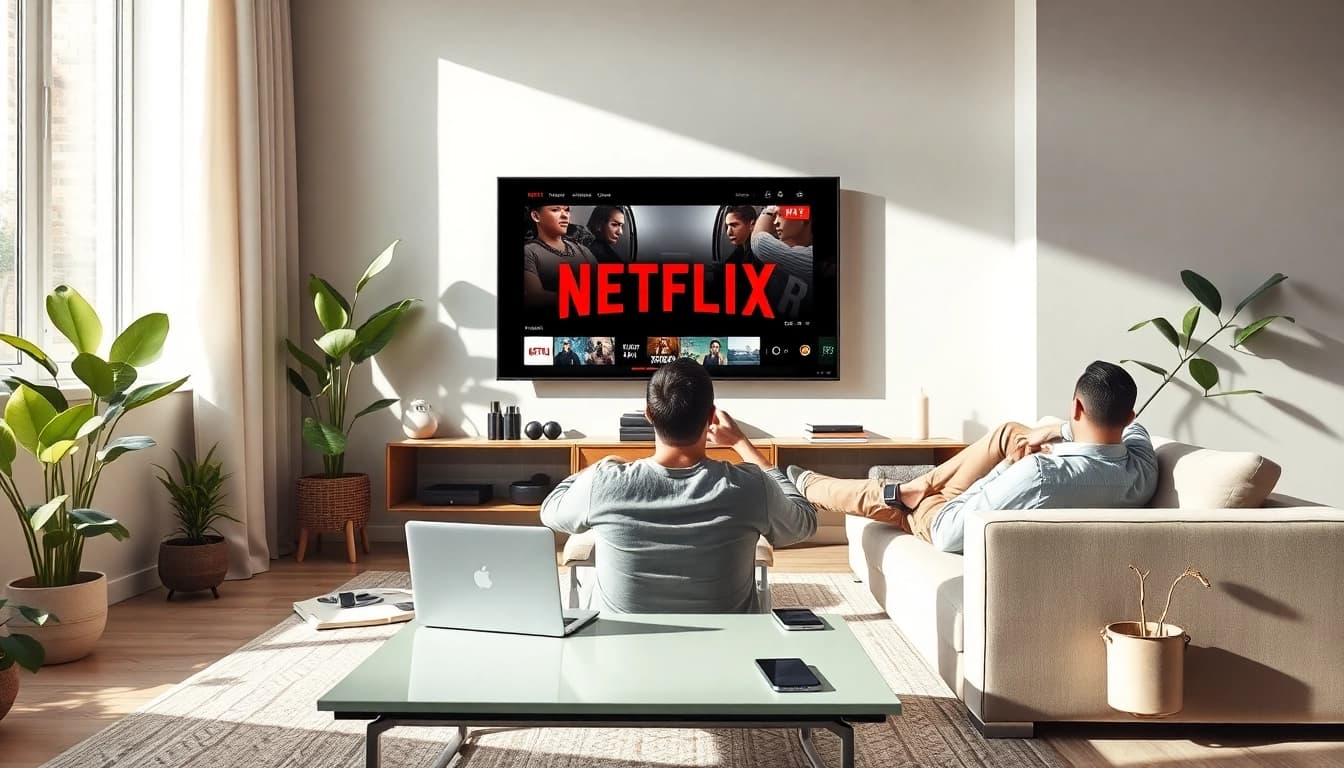 Enjoying Netflix VPN with seamless streaming in a modern living room setup.