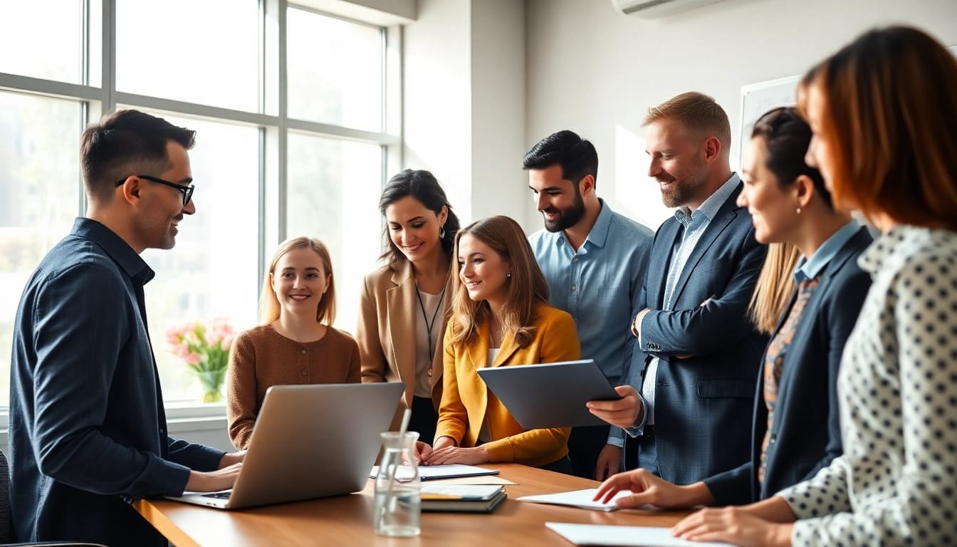 Die Personalbesetzung in einem modernen Büro mit vielfältigen Mitarbeitern bei der Zusammenarbeit.