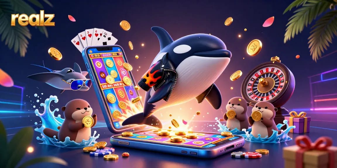 Engage with realz as sea otters and a cool orca enjoy a colorful slot game adventure.