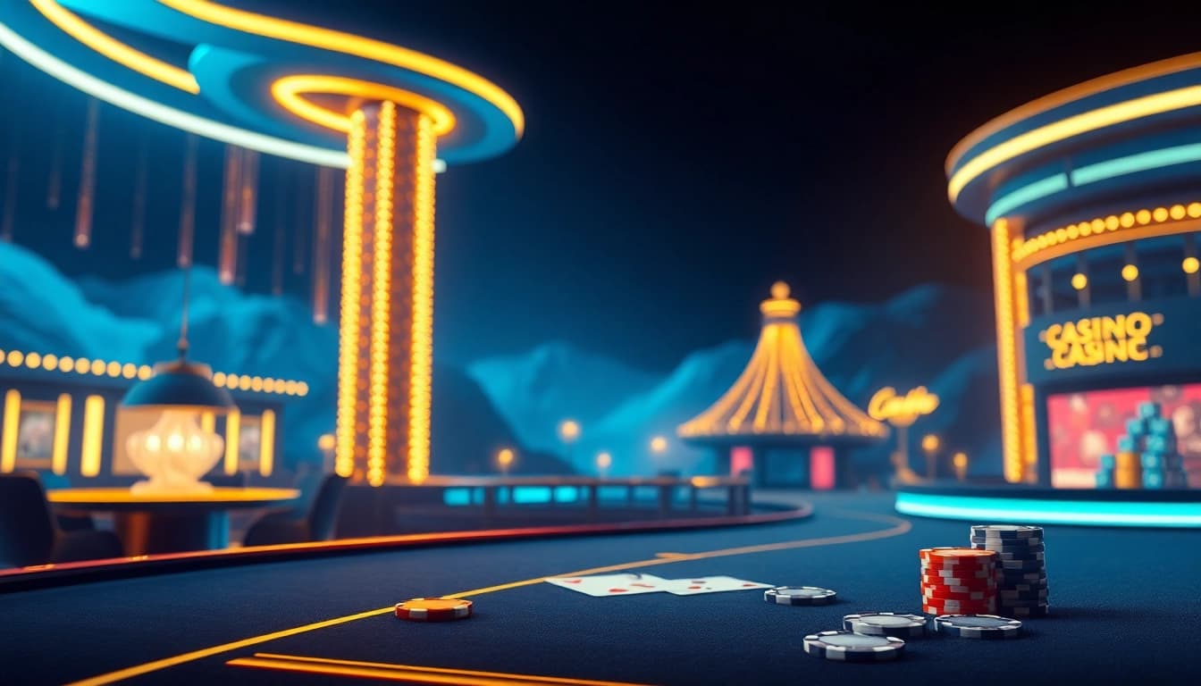 Erlebe Casino ohne Anmeldung mit einer aufregenden, leuchtenden Umgebung und Spielkarten, die zum Spielen einladen.