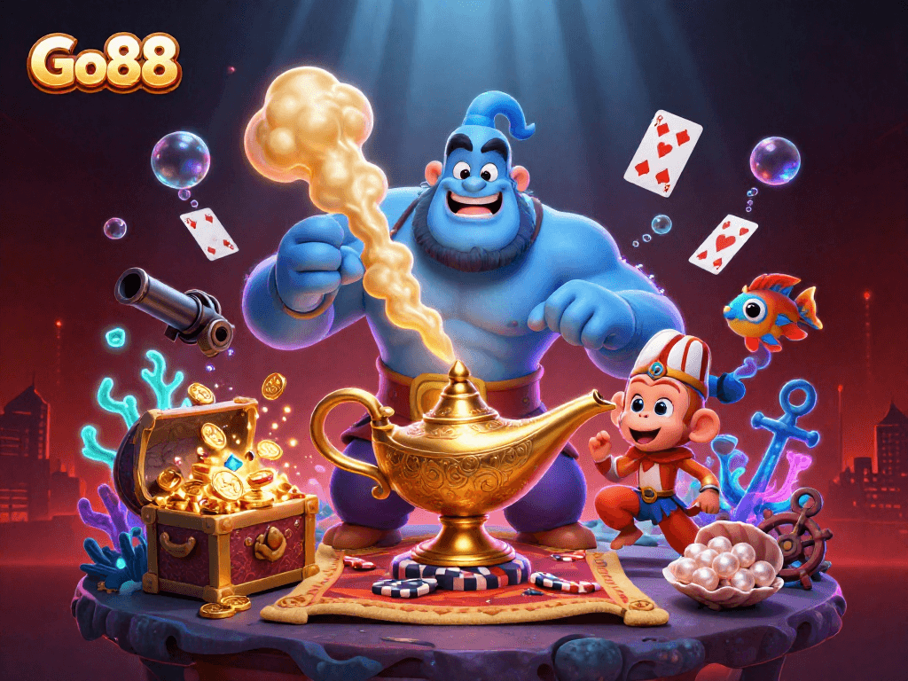 Win big with Go88's magical casino world featuring gem-filled treasures and high-stakes action