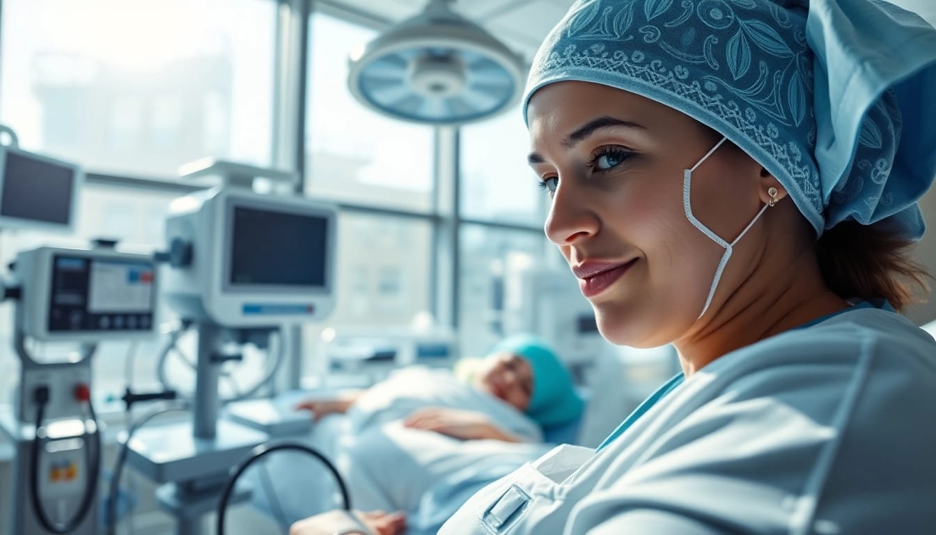 Intensivpflege Frankfurt durch einen erfahrenen Pfleger in einem modernen Krankenhaus.
