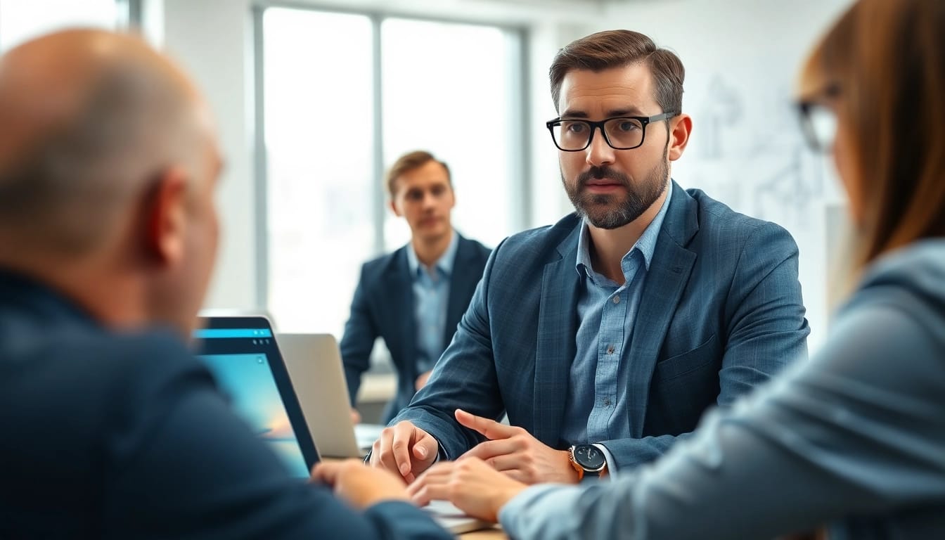Headhunter Ingenieure beim Screening von Kandidaten in einem modernen Büro.