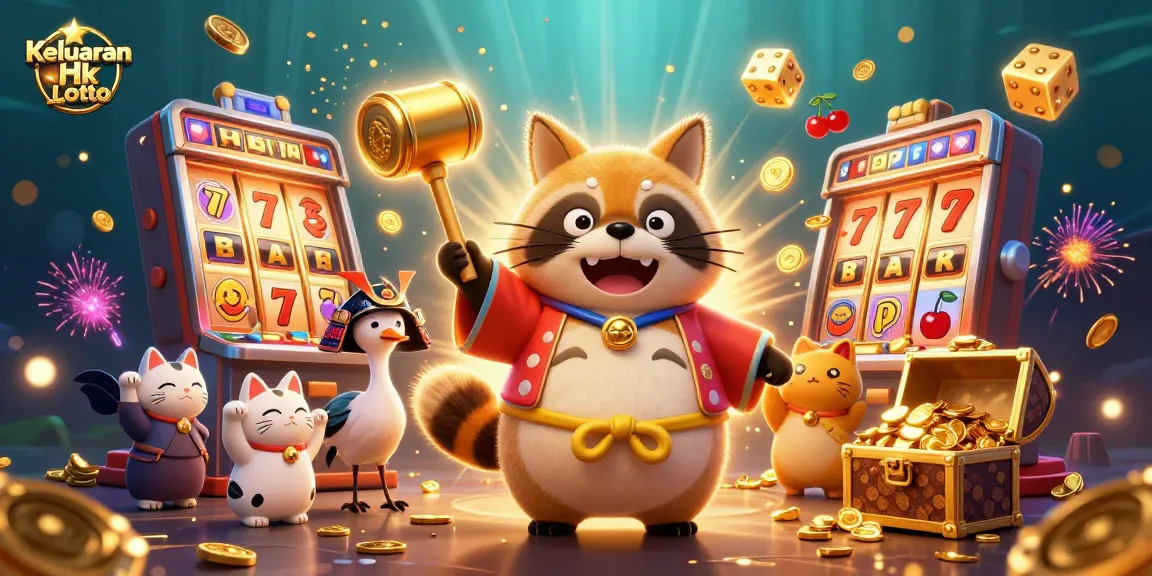 Experience Keluaran Hk Lotto excitement with a dynamic 3D casino illustration showcasing joyful characters.