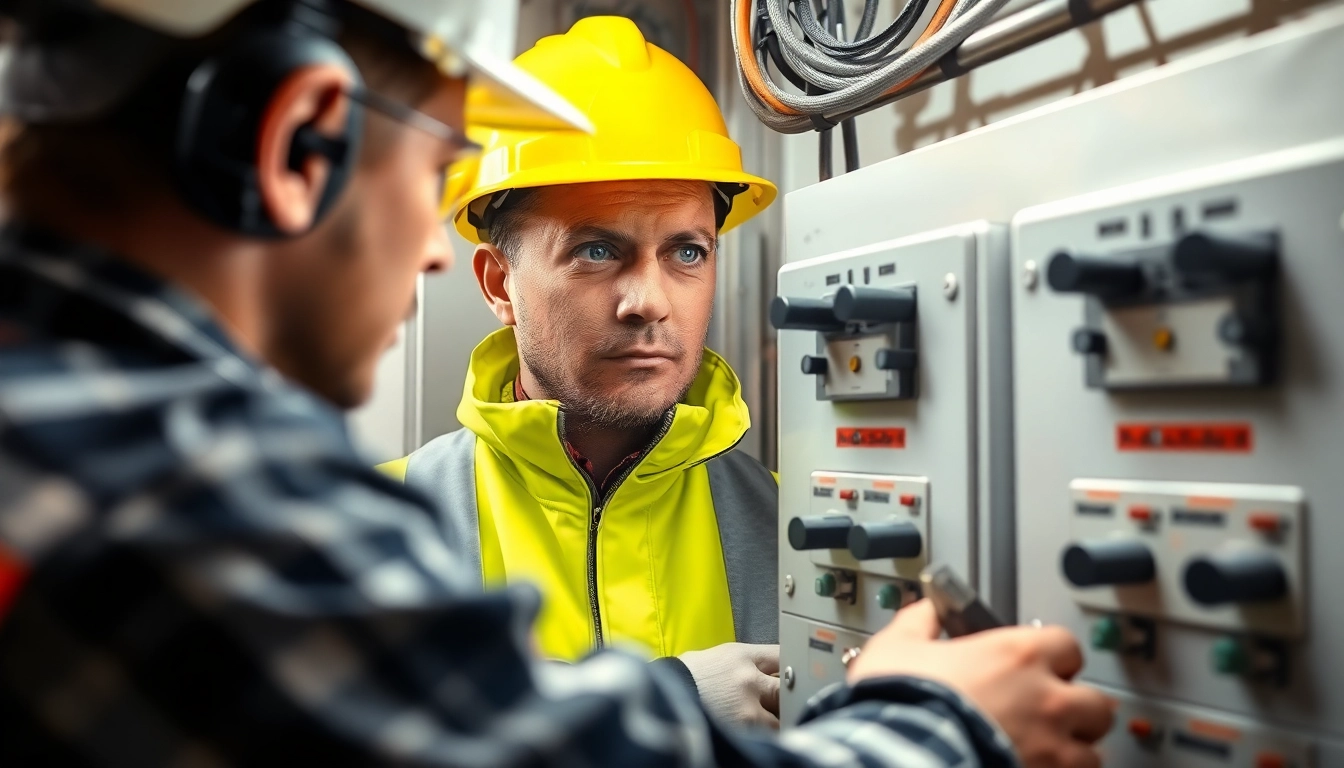 Electrician conducting a DGUV V3 Prüfung on equipment, ensuring workplace safety and compliance.