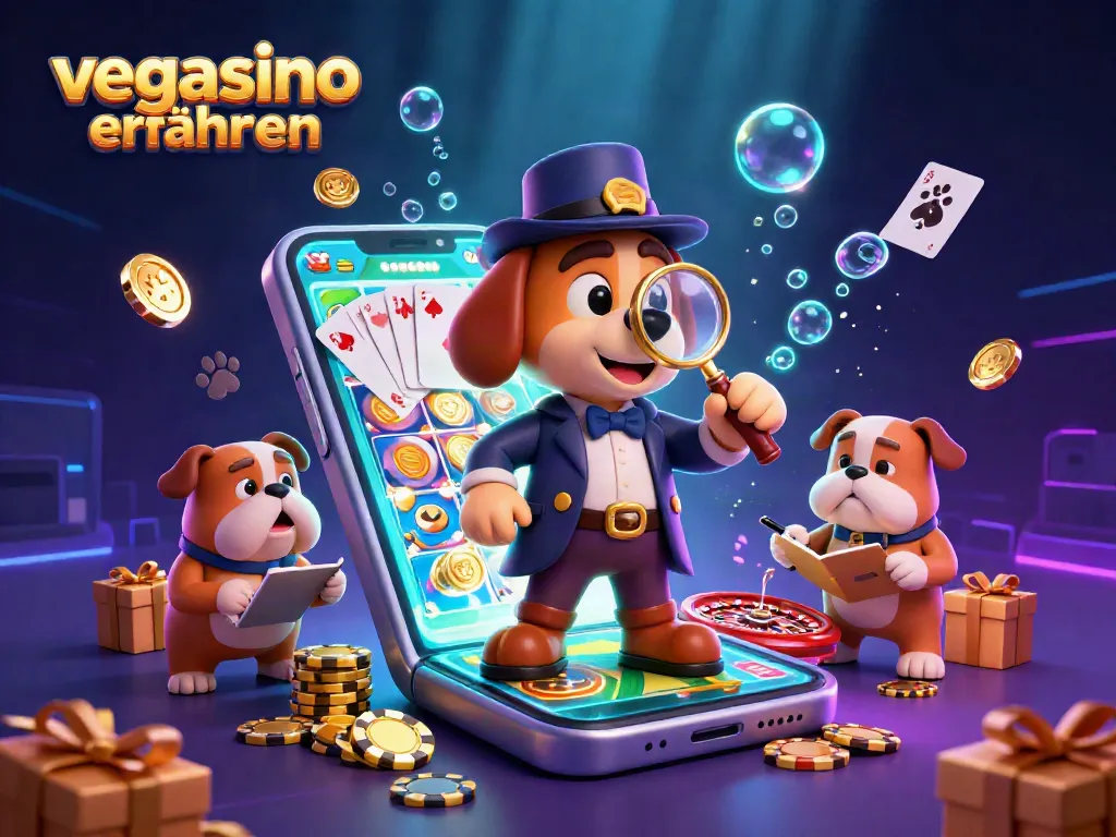 Engage with vegasino erfahrungen as a detective investigates casino clues in a vibrant 3D scene.