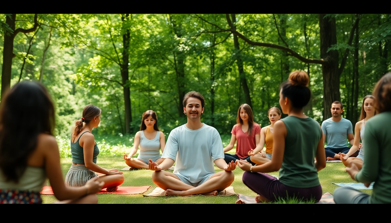 Explore emotional wellbeing through a calm outdoor gathering promoting mindfulness and meditation practices.