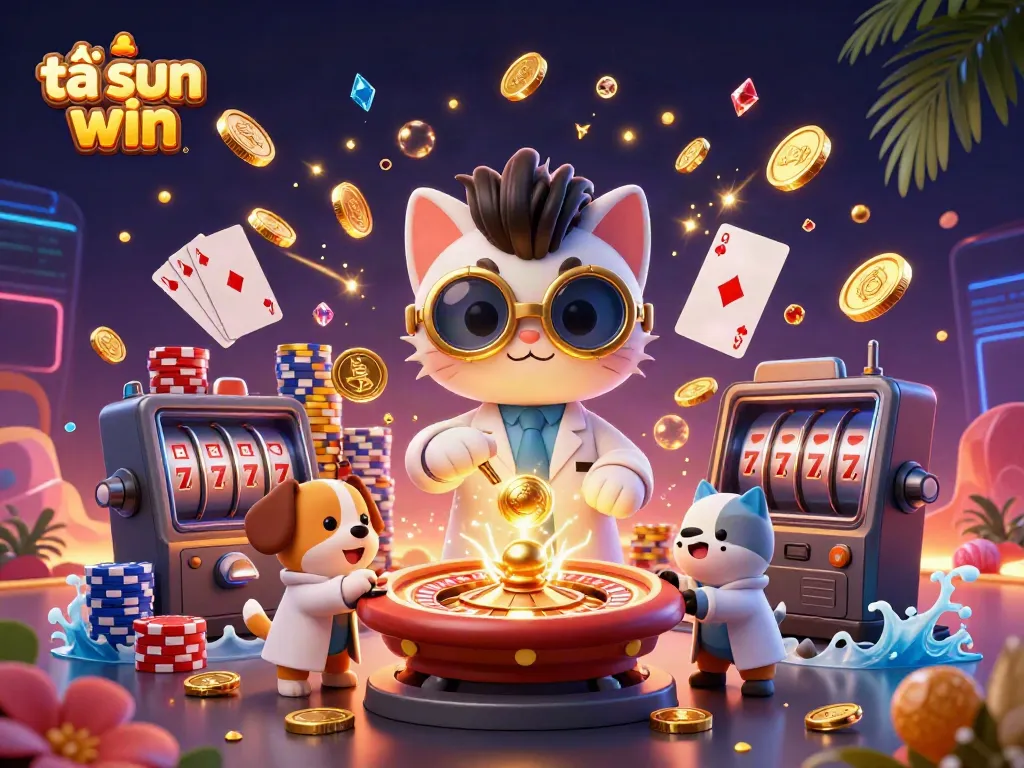 Experience the thrill as you tải sun win with cascading coins and vibrant 3D casino elements.