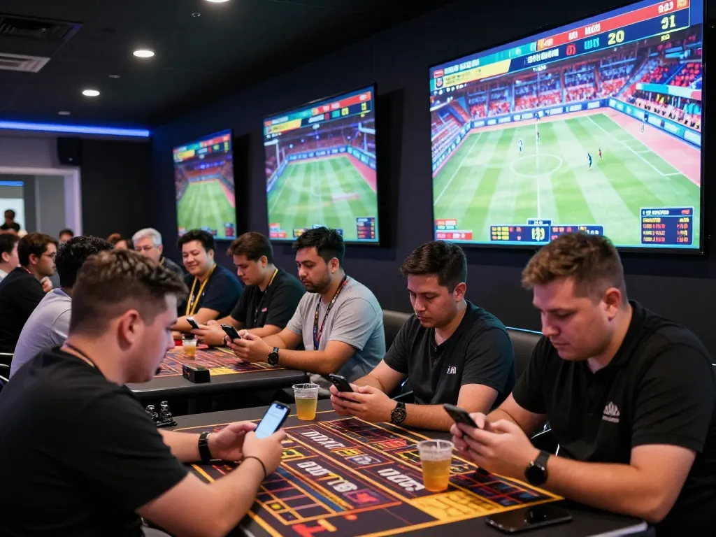 Get ready to place bets at MB66 in an exciting sports betting atmosphere with enthusiastic gamblers.