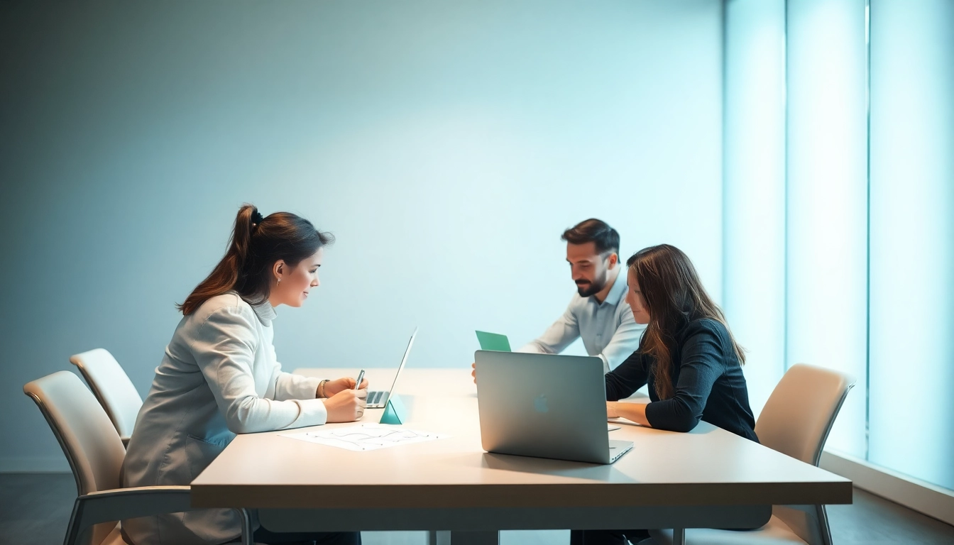 Professioneller Löschdienst-Experten an einem Tisch, die Lösungen für negative Bewertungen erarbeiten.