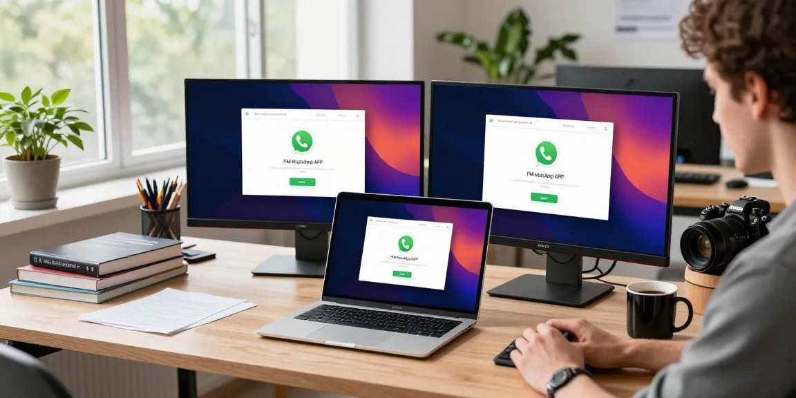 Tech-savvy individual downloading FM WhatsApp APK on a modern laptop.