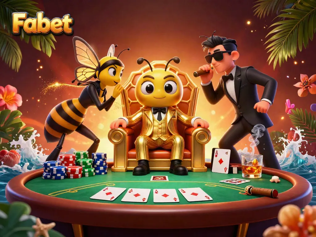 Experience exciting poker strategies at Fabet's vibrant casino, featuring engaging characters and dynamic gameplay.