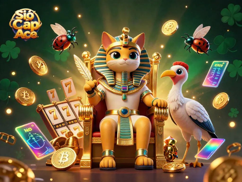 Spin the reels with Siêu Cấp Ace, featuring vibrant slot icons and a captivating Egyptian theme.