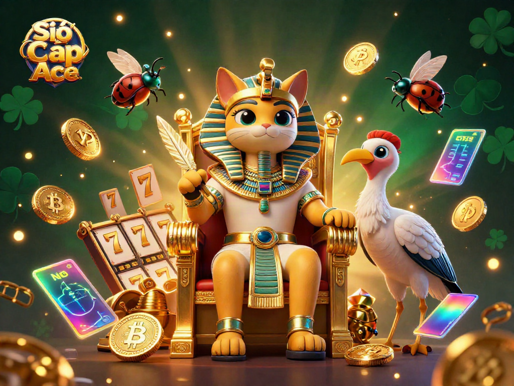 Spin the reels with Siêu Cấp Ace, featuring vibrant slot icons and a captivating Egyptian theme.