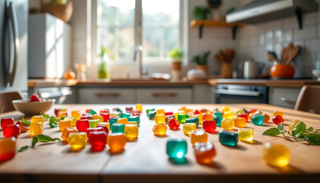 Delicious edibles gummibärchen displayed with fresh ingredients and vibrant colors, showcasing their allure and flavor.