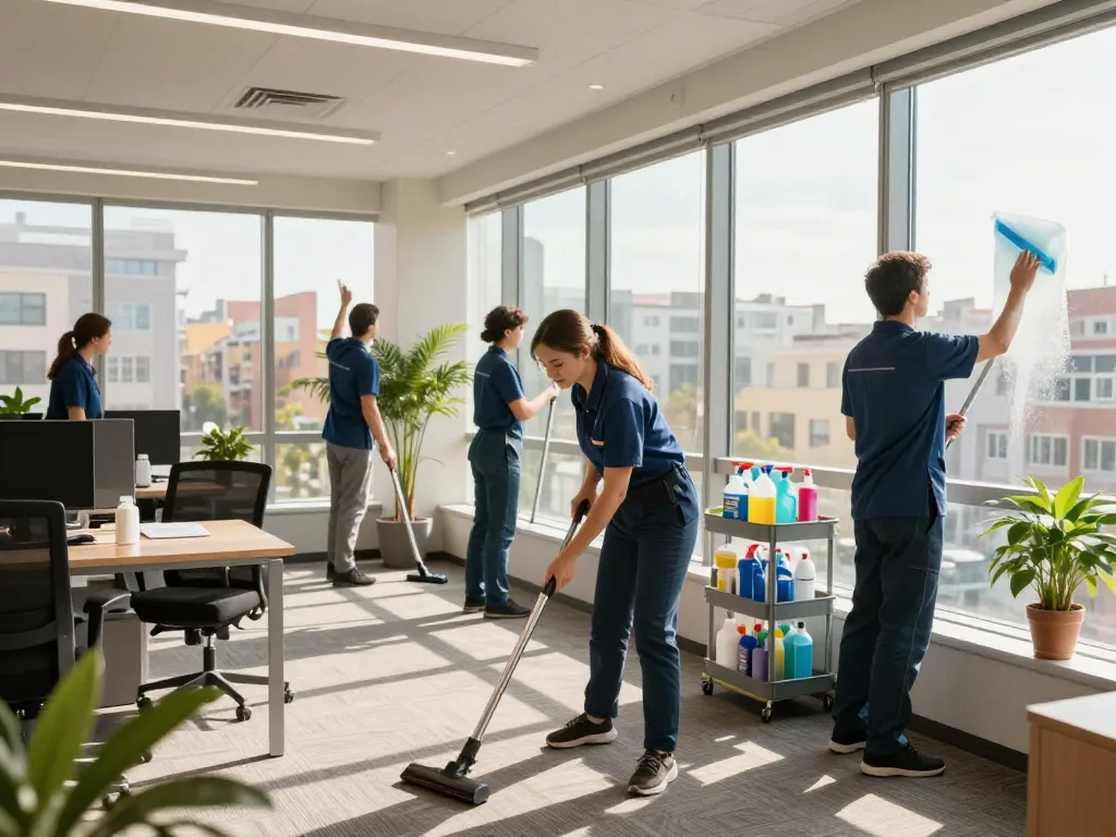 Reinigungsbetrieb in Münster-Team reinigt leidenschaftlich ein Büro und schafft einen einladenden Arbeitsplatz
