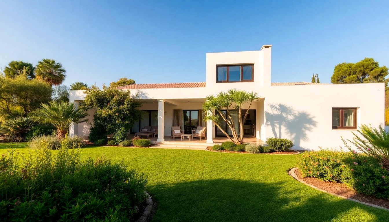 Stunning view of a villa showcasing nordzypern immobilien erfahrungen with beautiful gardens and bright sunlight.