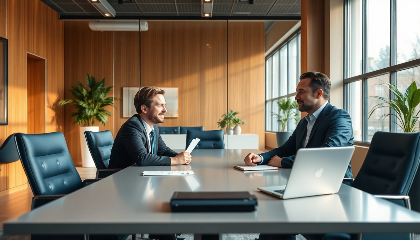 Headhunter Oberhausen interviewt einen qualifizierten Kandidaten in einer modernen Büroumgebung.
