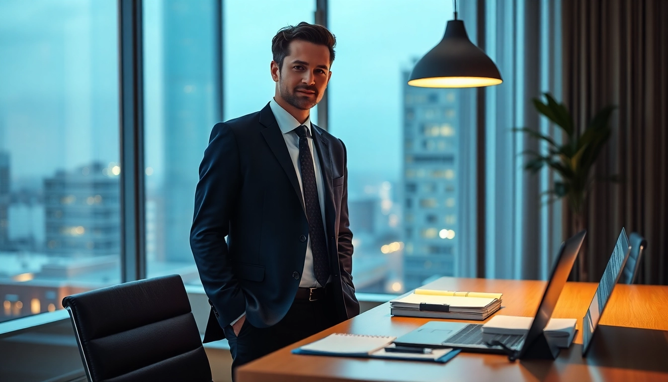 Headhunter Gesundheitswesen, professioneller Headhunter in modernem Büro, fokussiert und engagiert.
