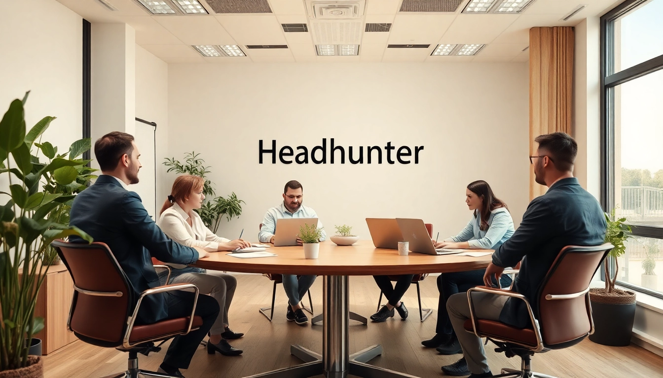 Professionelle Besprechung im Büro mit dem Fokus auf Headhunter Schweiz, das Team diskutiert Strategien.