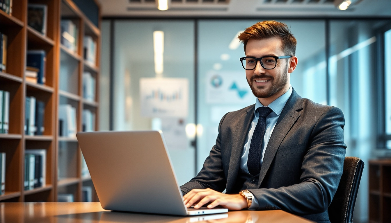Headhunter Chemnitz arbeitet konzentriert in einem modernen Büro.