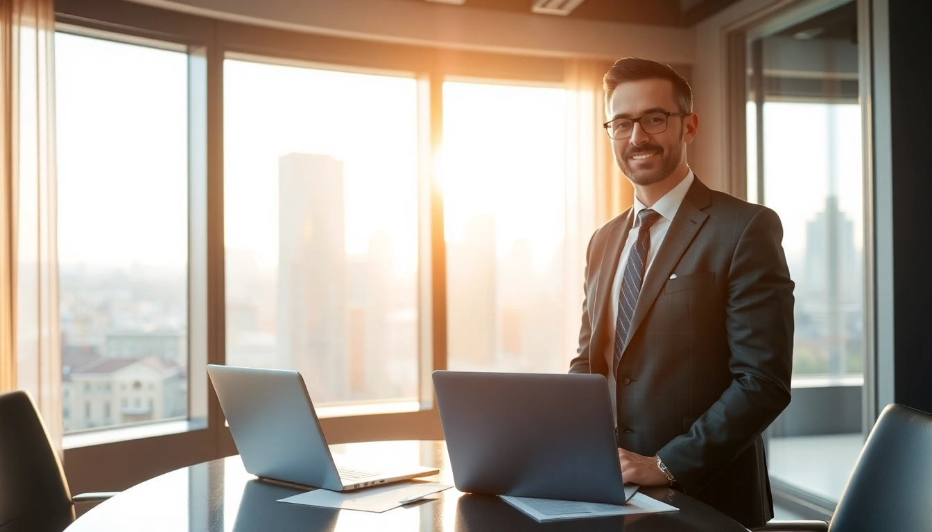 Headhunter CEO im modernen Büro, das Bewerbungsgespräche führt.
