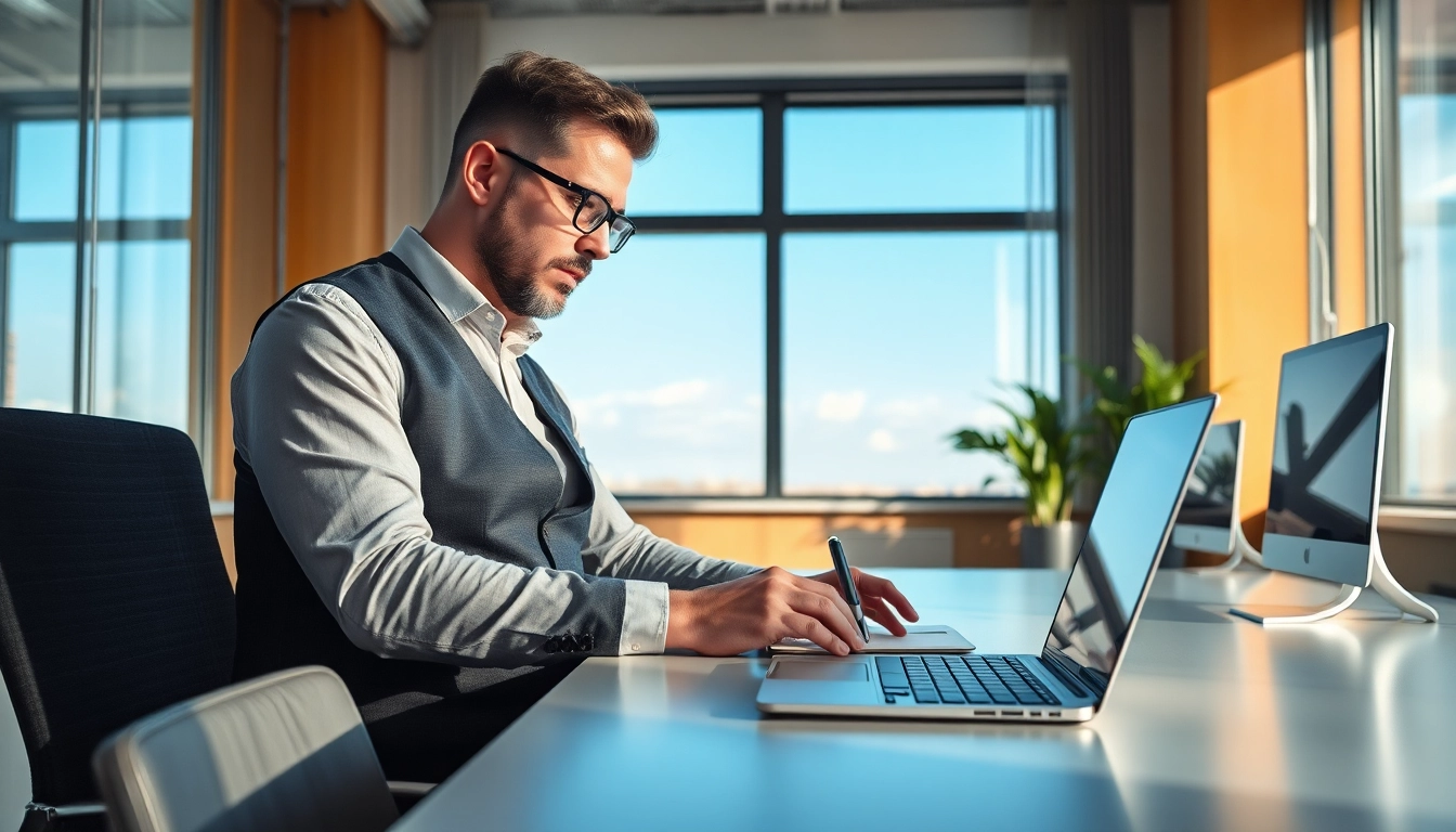 Headhunter IT: Professioneller Headhunter bei der Arbeit im modernen Büro.