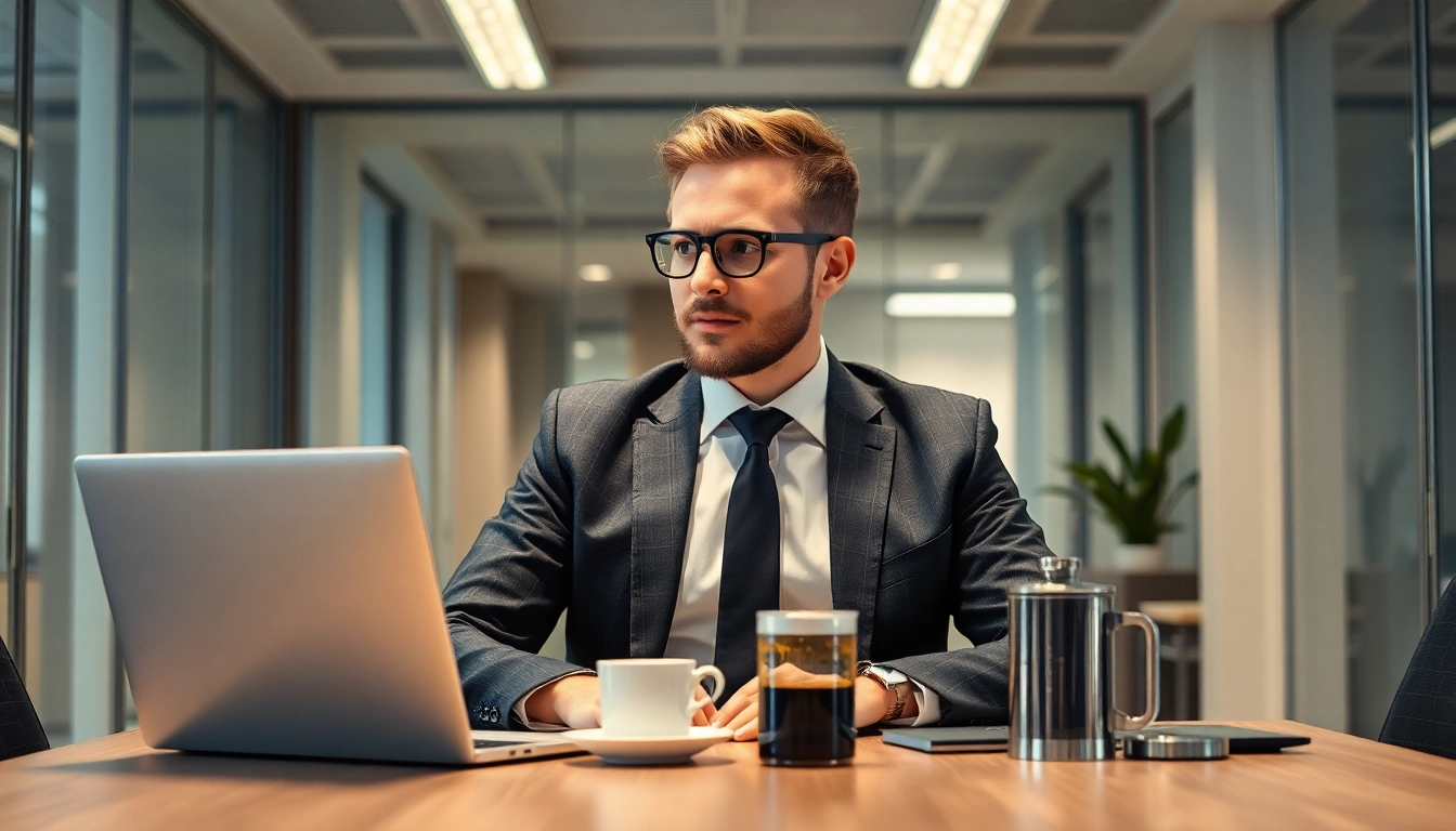 Headhunter IT beim Recruiting in einem modernen Büro mit Laptop und Notizen.