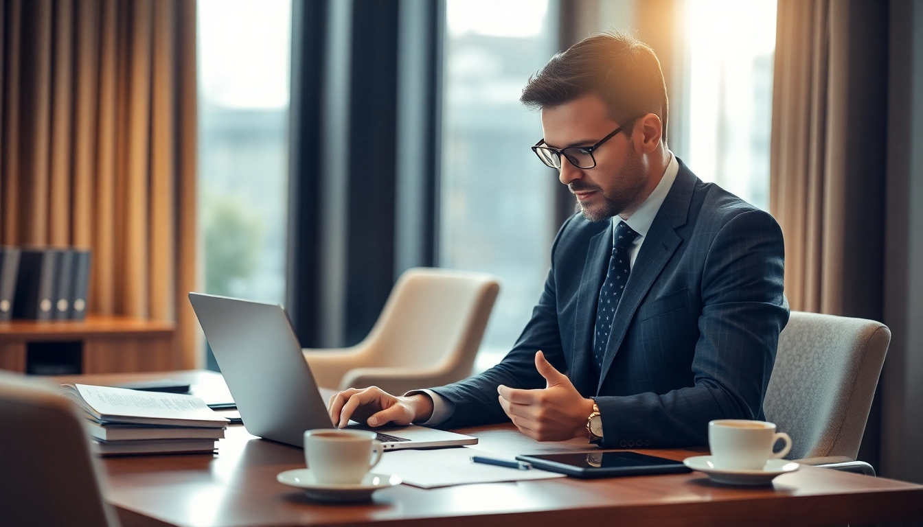Headhunter Gastronomie arbeitet fokussiert in einem modernen Büro mit Laptop und Notizen.