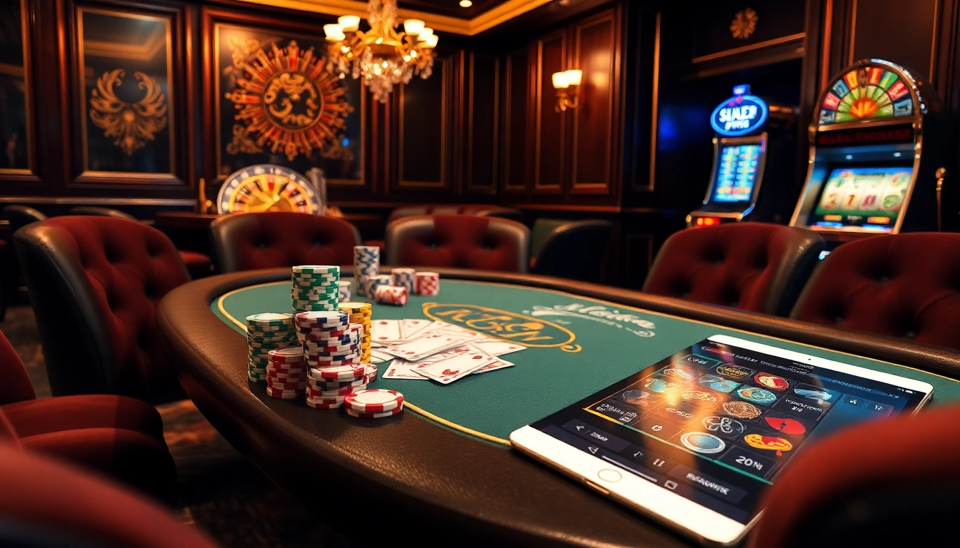 Engaging poker game setup showcasing gambling excitement at https://topclub.site/ with vibrant chips and cards.