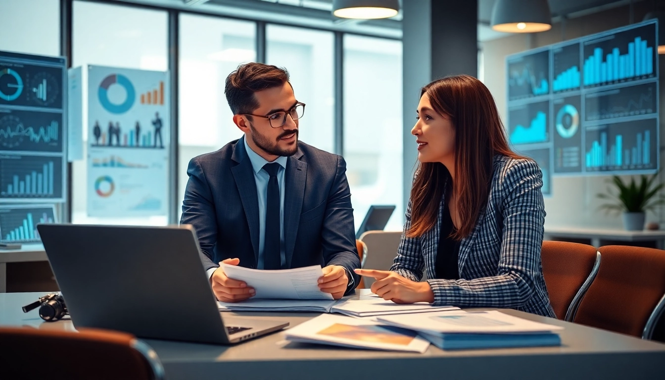 Headhunter Schweiz berät Klienten in einem modernen Büro mit digitalen Rekrutierungswerkzeugen.