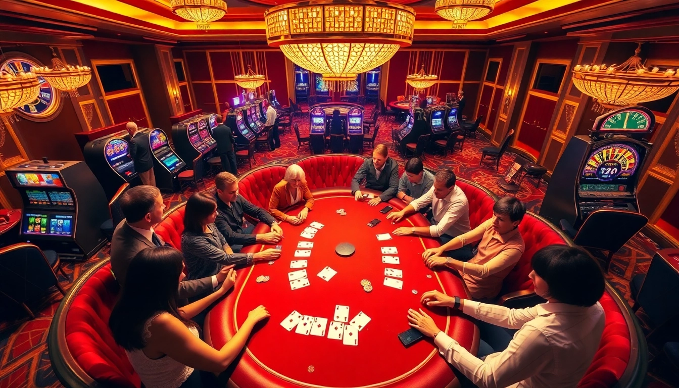 Players strategizing at the poker table while engaging in the thrilling 88i game at a glamorous casino.